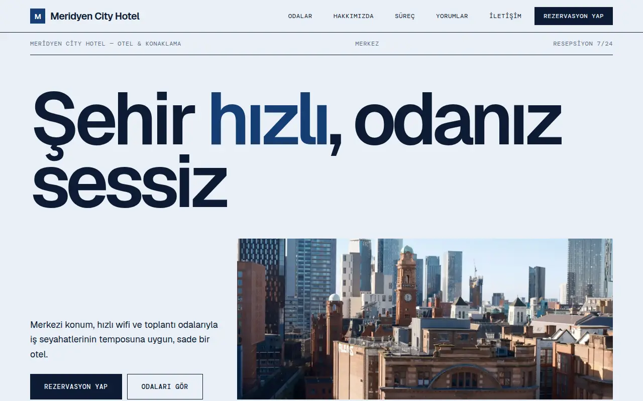 Butik Şehir Oteli Web Sitesi — Meridyen City Hotel